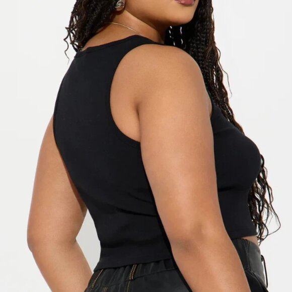 Von Dutch Graphic Ribbed Notch Neck Tank Top Women's Size XL Black - Picture 5 of 5